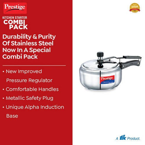 Prestige Nakshatra Alpha Gas And Induction Compatible Pressure Cooker 3.5 L Platina