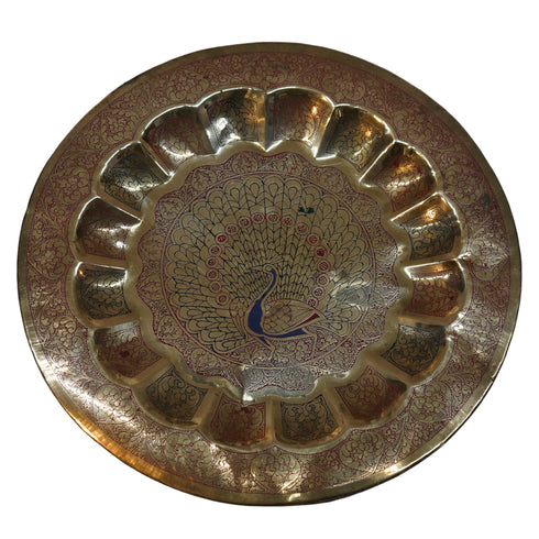 Brass Wall Hanging Plate Peacock 185g Set 1