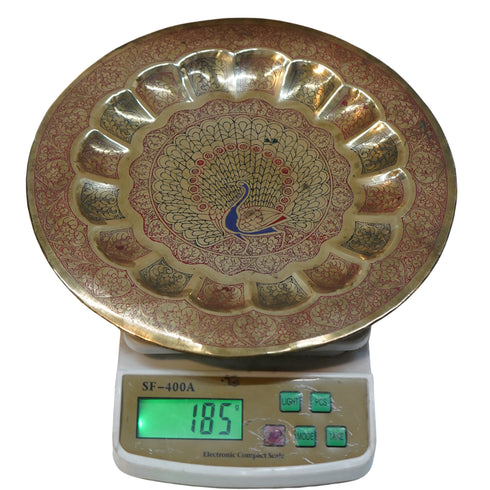 Brass Wall Hanging Plate Peacock 185g Set 1
