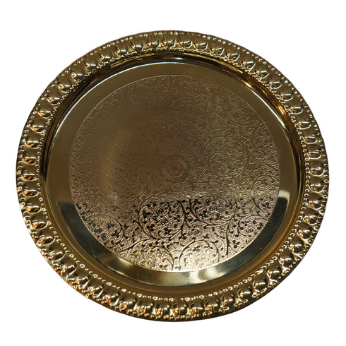 Handmade Pure Brass Thali 260g Set 1