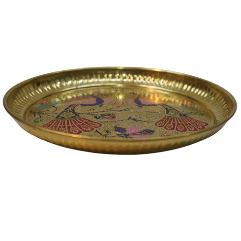 Peacock Design Brass Puja Thali 226g Set 1