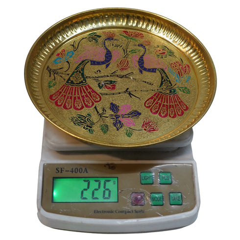 Peacock Design Brass Puja Thali 226g Set 1