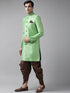 Vastramay Men's Green And Coffee Silk Blend Sherwani Set