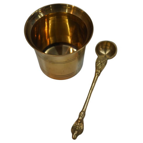 Panchpatra with Spoon in Brass 104g Set 1
