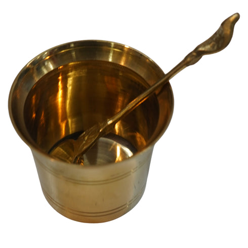 Panchpatra with Spoon in Brass 104g Set 1