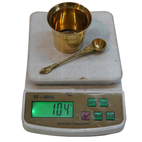 Panchpatra with Spoon in Brass 104g Set 1