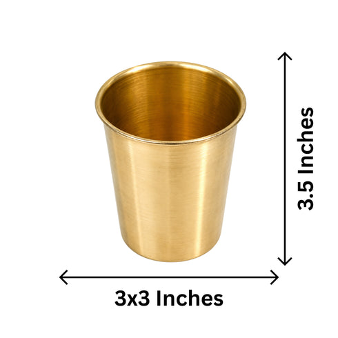 Pure Brass Plain Water Drinking Glass | Pack of 4
