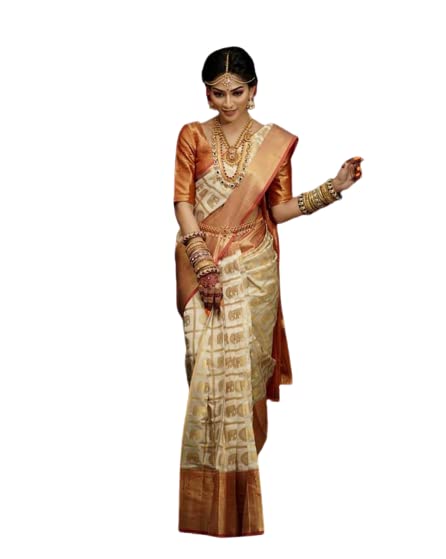 Vasthrlay Orange Kanjivaram Saree