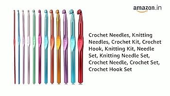 12 Pcs Aluminium Crochet Hooks Set Multicolor Knitting Needles Kit 2mm