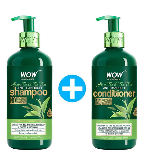 Wow Skin Science Green Tea & Tea Tree AntiDandruff Shampoo & Conditioner