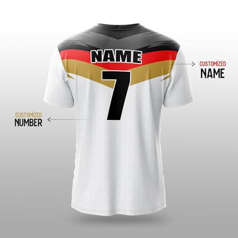 Yourjersey Germany Style Football Custom Jersey For Men Women Boys Kids |Custom Team Jersey With Name & Number| Personalised T Shirt