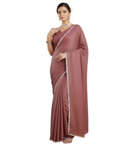 Vasthrlay Maroon Georgette Border Unstitched Saree