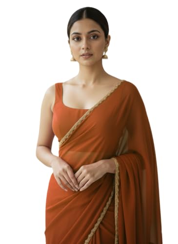 Vasthrlay Orange Decorative Unstitched Saree