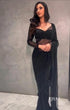 Vasthrlay Black Sequins Unstitched Saree