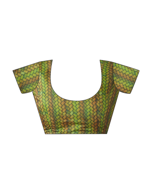 Sudathi Ready To Wear Green Printed Chanderi Saree