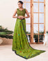 Sudathi Ready To Wear Green Printed Chanderi Saree