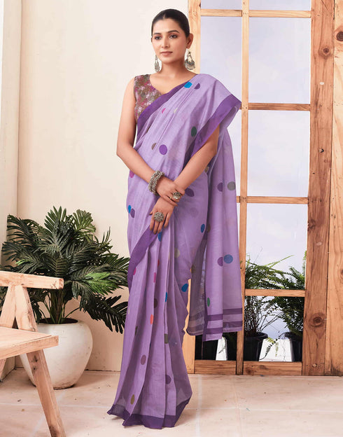 Sudathi Ready To Wear Dusty Purple Printed Chanderi Saree