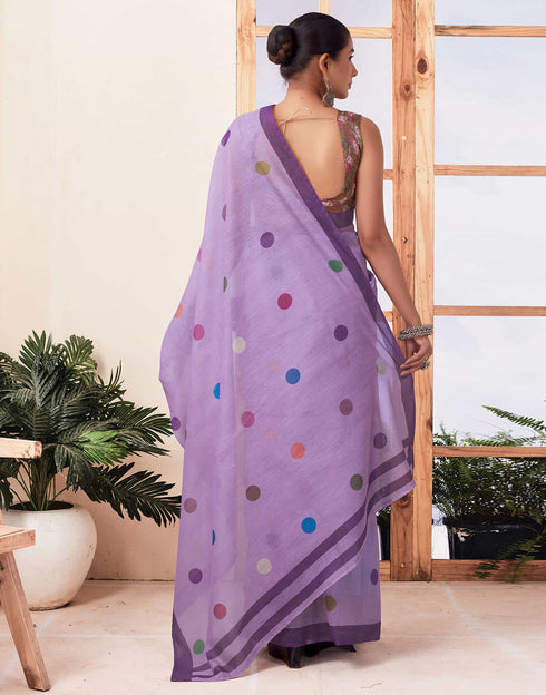 Sudathi Ready To Wear Dusty Purple Printed Chanderi Saree