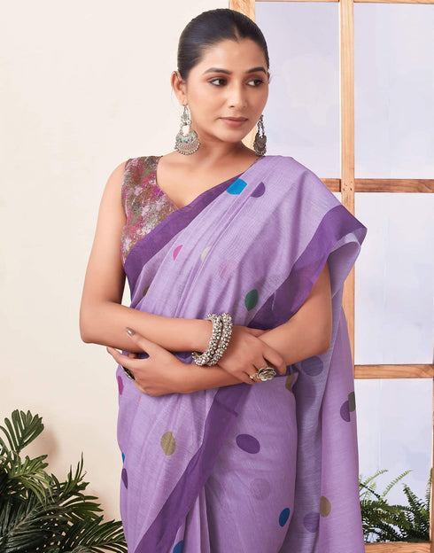 Sudathi Ready To Wear Dusty Purple Printed Chanderi Saree