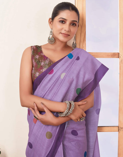 Sudathi Ready To Wear Dusty Purple Printed Chanderi Saree
