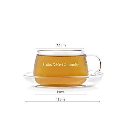 Vahdam Tea Glitter Borosilicate Glass Cup & Saucer (Set Of 2)