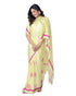 Vasthrlay Printed Kaftan Freehand Yellow Women's Floral Satin Silk Saree