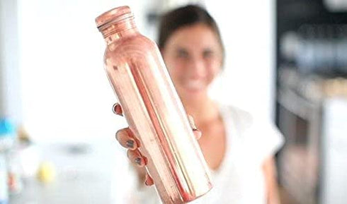 Copper Yoga Water Bottle, 1000ML, Set of 1, Copper