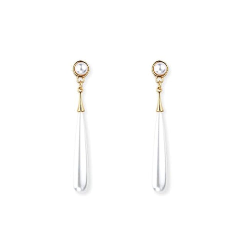 Nilu's Collection Attractive and Stylish Gold Plated Water Drop Long Pearl Earrings