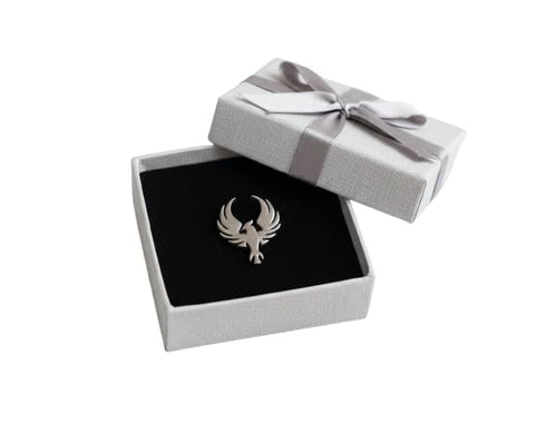 Feather Unisex Silver-Tone Phoenix Bird Brooch Pin