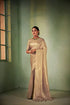 Vasthrlay Vardha Banarasi Art Silk Cream Saree With Jacquard Weave And Unstitched Matching Blouse Piece