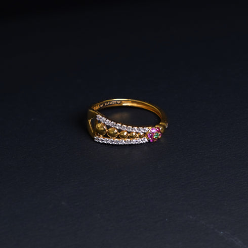 22 Carat Gold Ladies Fancy Ring With PinkGreen And White Stones 2.64g by Mahita Collections