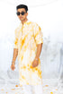 Kzari Yellow Mirror Work Checks Tie & Dye Kurta