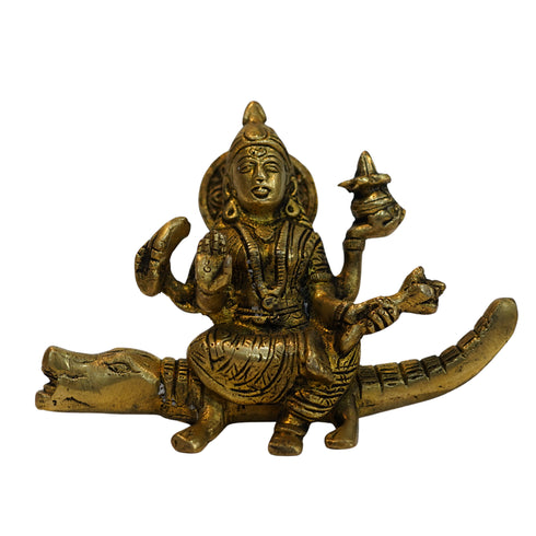 Brass Ganga Devi Spiritual Idol for Temple 745g
