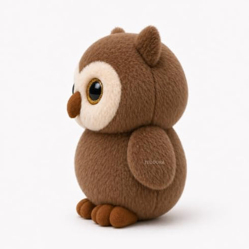 Shiny Owl Soft Toy for Girls Boys Kids Coffee Owl with Glitter Eyes Animal Plush Stuffed Baby Teddy