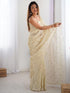 Vasthrlay Shimmer Silk Dual Tone Sequence Embroidery Cream Saree With Unstitched Blouse Piece