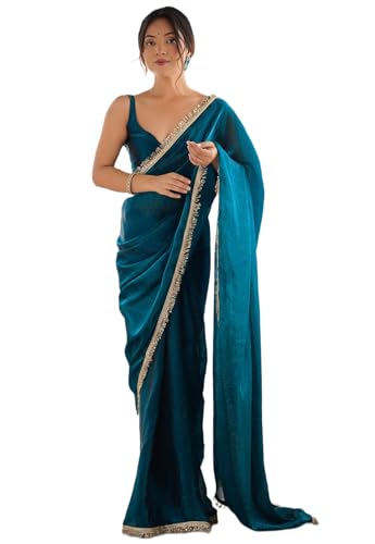 Vasthrlay Lavender Sequins Unstitched Saree