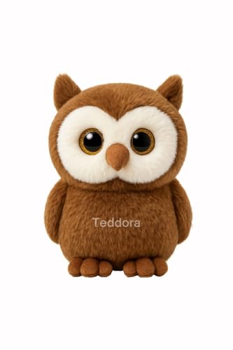 Shiny Owl Soft Toy for Girls Boys Kids Coffee Owl with Glitter Eyes Animal Plush Stuffed Baby Teddy
