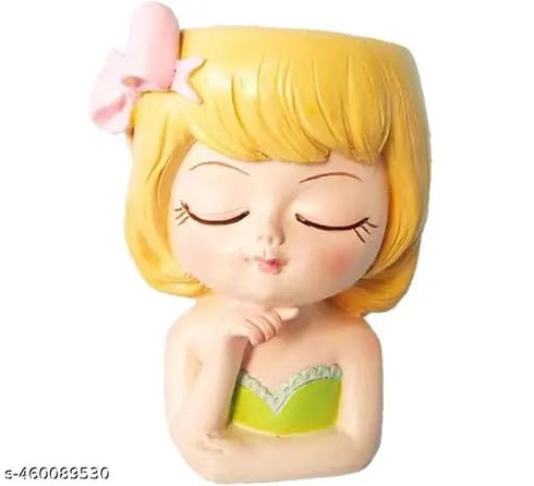 Craftpitaraa Head Planter Pot Resin Succulent Planter Little Girl Flower Pot