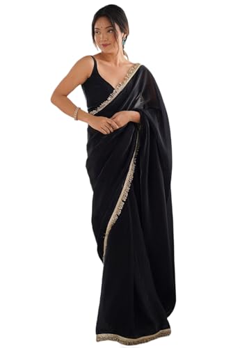 Vasthrlay Lavender Sequins Unstitched Saree