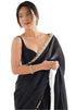 Vasthrlay Black Chiffon Sequins Unstitched Saree