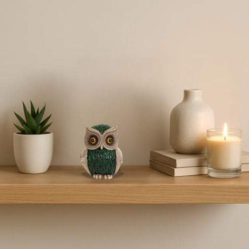 The Spiritual Living Classy Green Owl Statue for Good Luck | Feng Shui Items
