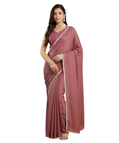 Vasthrlay Pink Border Unstitched Saree