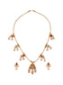 Gold Plated Ball Chain Kempo Studded Lakshmiji Pendant Minimal Jewellery Set