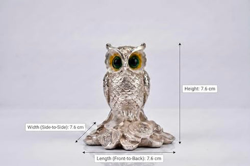 Silver Plated Owl Showpiece for Home Decor Vastu Showpiece for Home Decor