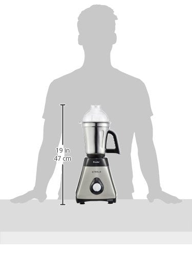 Preethi Steel Supreme MG-208 Mixer Grinder, 750 Watt, 4 Jars - Super Extractor Juicer Jar, Silver/Black