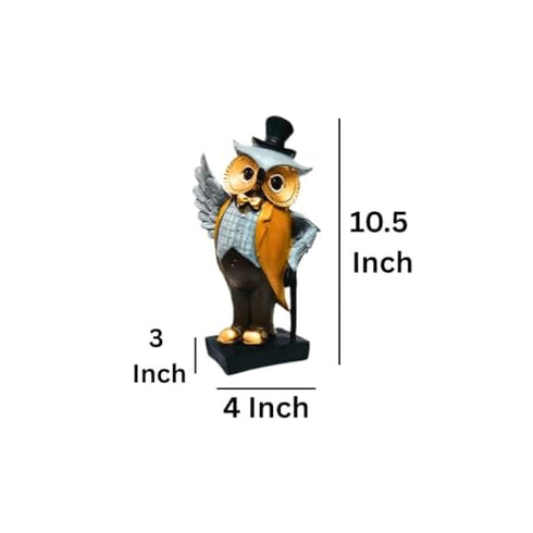 Cap Owl Gentleman Look Polyresin Owl Showpiece Statue for Tabletop Decor