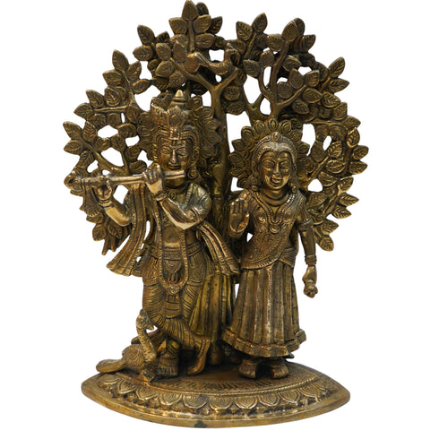 Brass Radha Krishna Tree Idol 4368g Set 1