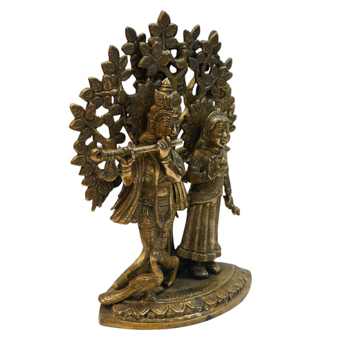 Brass Radha Krishna Tree Idol 4368g Set 1
