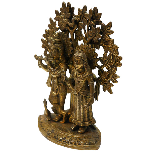 Brass Radha Krishna Tree Idol 4368g Set 1
