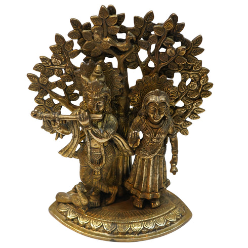 Brass Radha Krishna Tree Idol 4368g Set 1